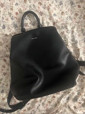 Matt & Nat Black Vegan Leather Structured Backpack
